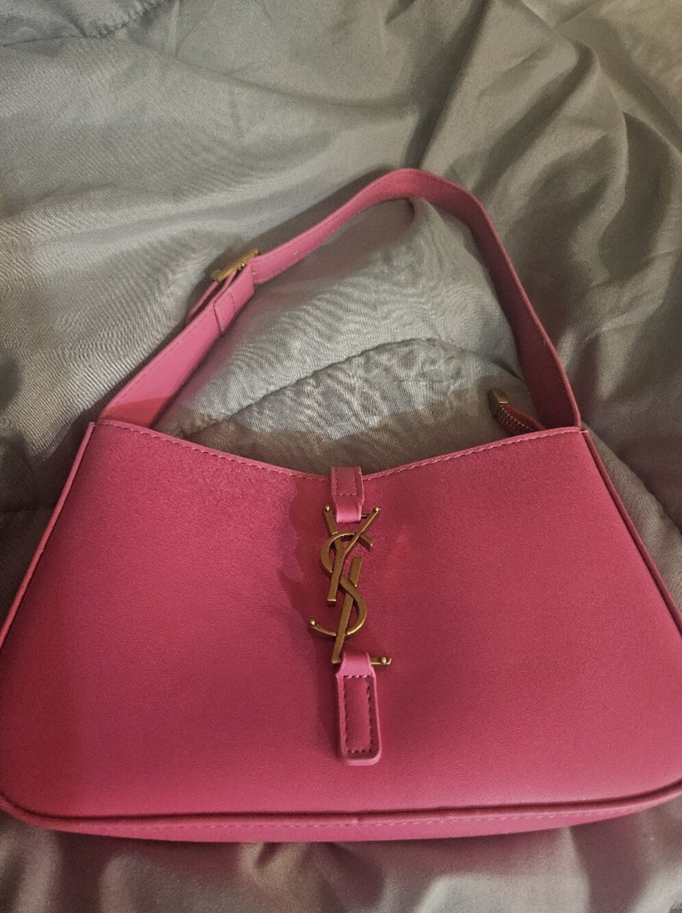 Hot Pink Leather Shoulder Bag